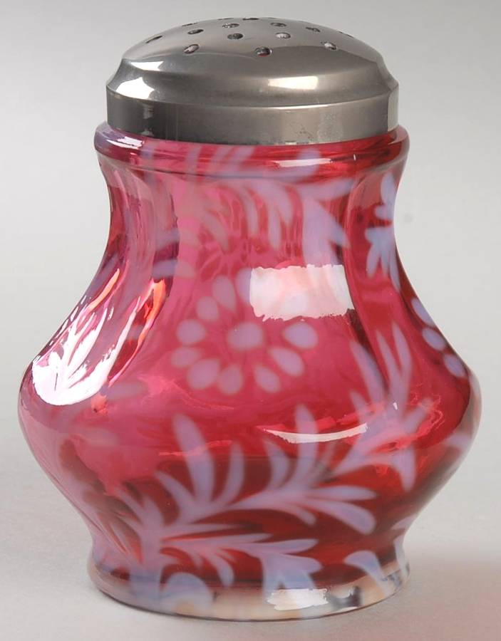 Daisy & Fern Cranberry Sugar Shaker W/Metal Lid by L G Wright Glass-1