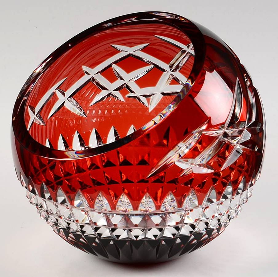 Fleurology 8" Angled Red Rose Bowl by Waterford Crystal-1