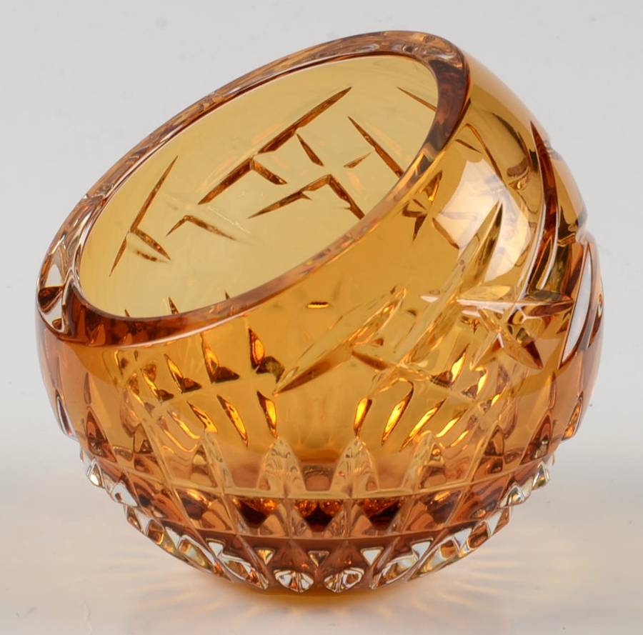 Fleurology 4" Amber Angled Rose Bowl by Waterford Crystal-1