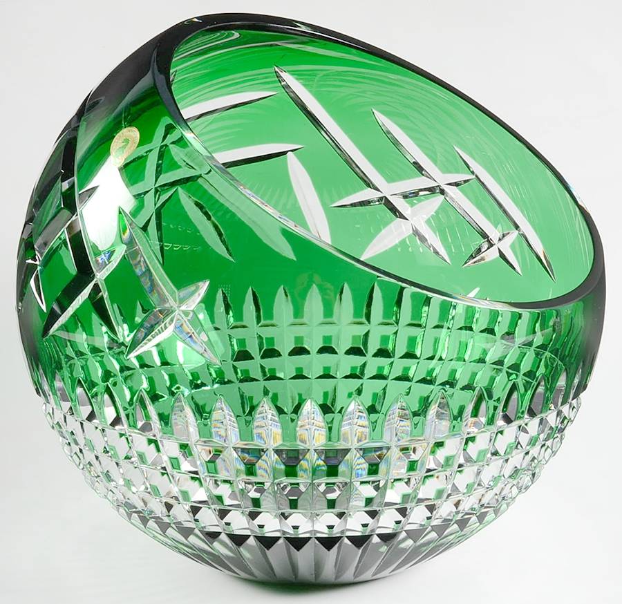 Fleurology 11" Angled Green Rose Bowl by Waterford Crystal-1