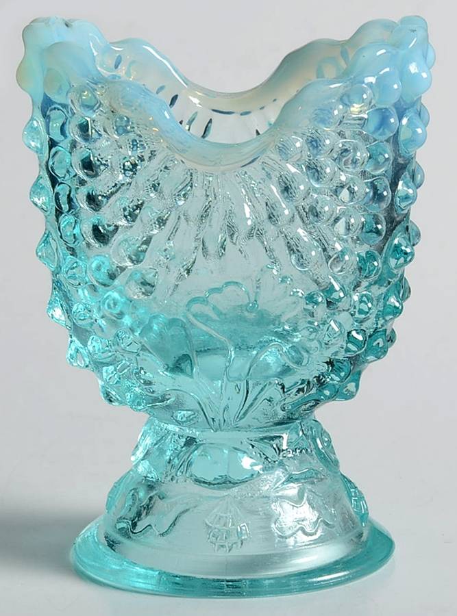 Argonaut Shell Blue Opalescent Toothpick Holder by L G Wright Glass-1