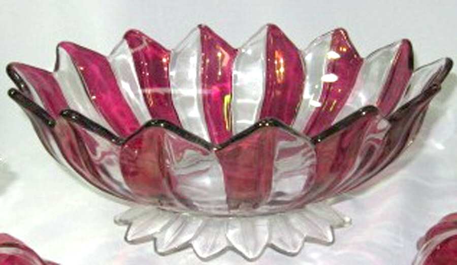 Lotus Ruby Flash 11" Oval Footed Bowl by Westmoreland-1
