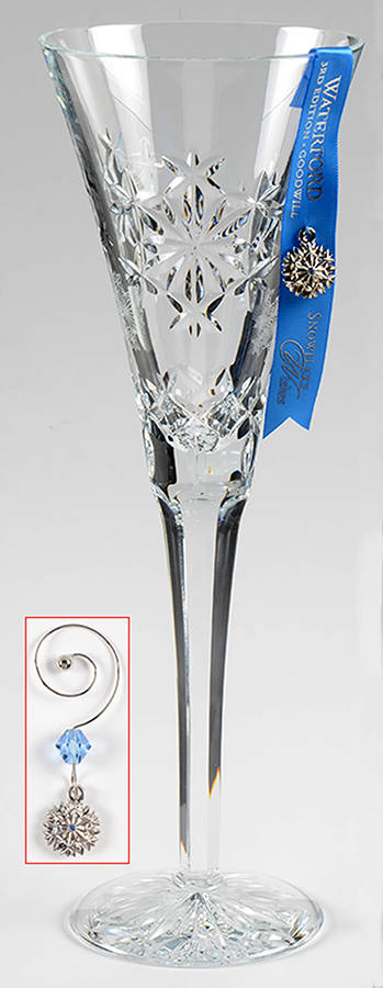 Snowflake Wishes (No Box) Goodwil Fluted Champagne w/2 Charms by Waterford Crystal-1