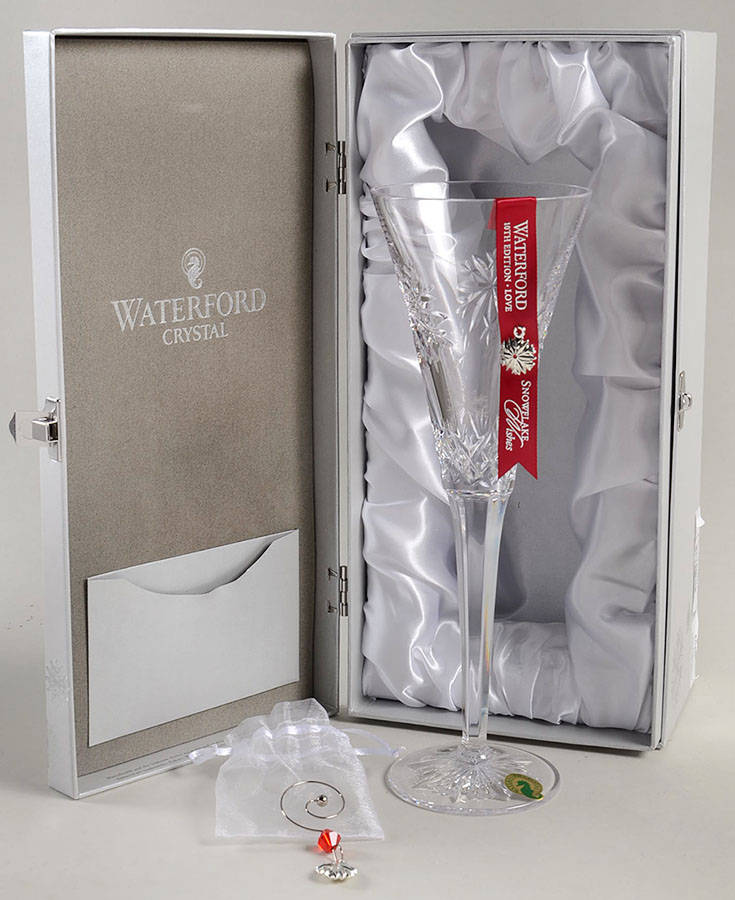 Snowflake Wishes (Boxed) Love Fluted Champagne w/2 Charms by Waterford Crystal-1