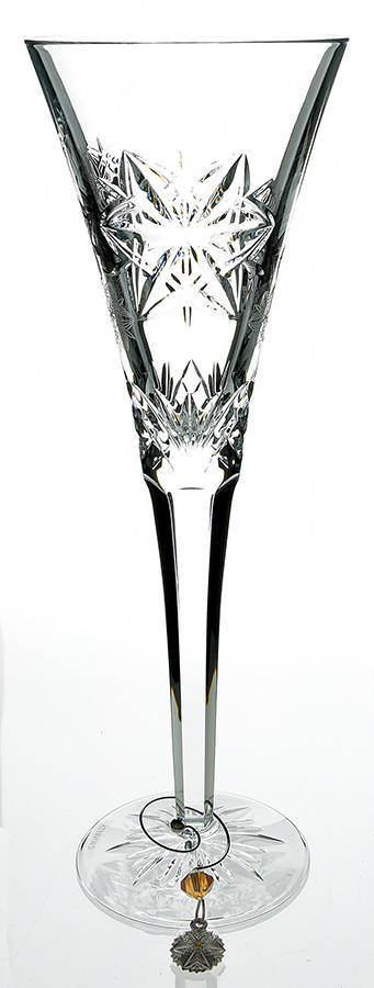 Snowflake Wishes Peace Fluted Champagne w/Wine Charm by Waterford Crystal-1