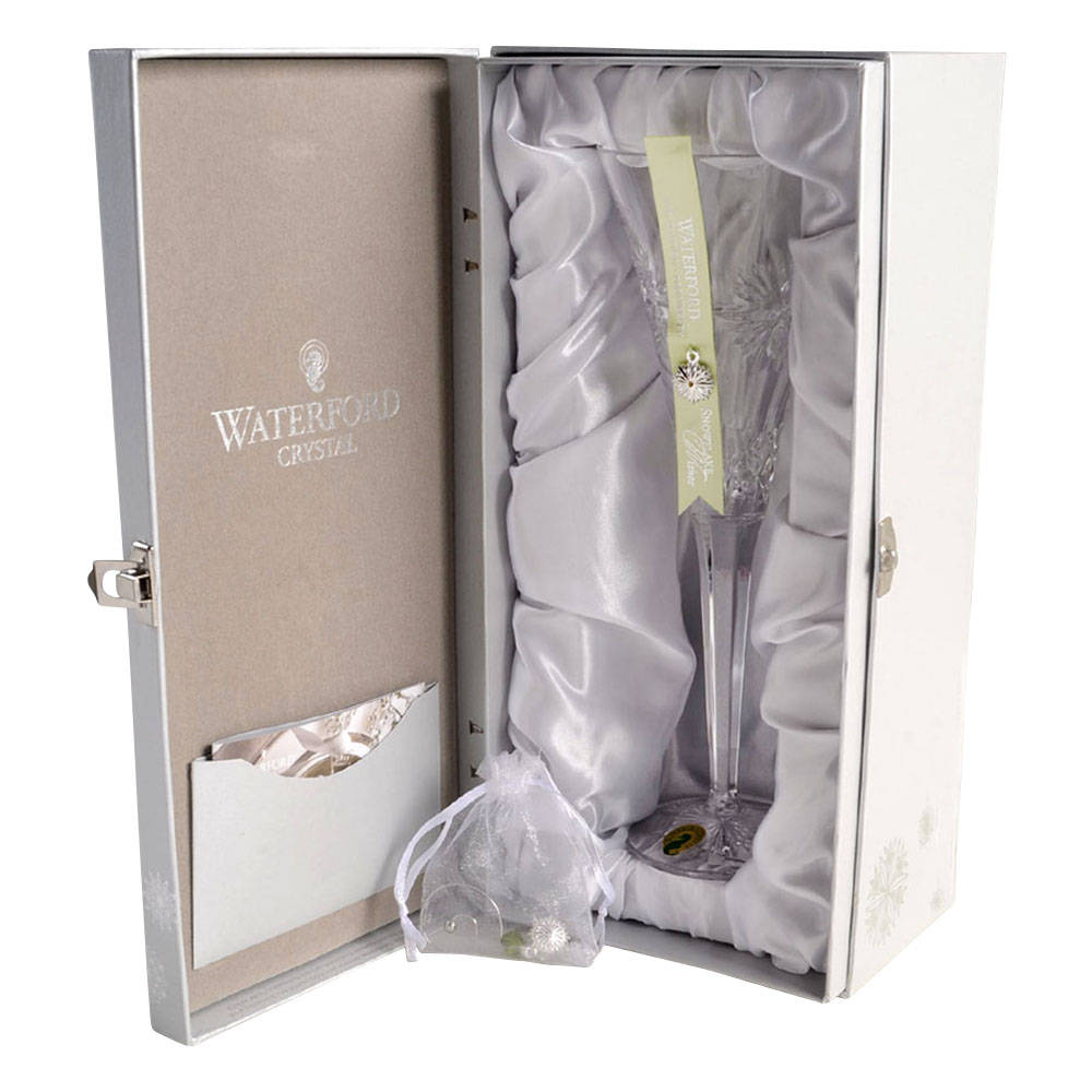 Snowflake Wishes (Boxed) Prosperity Fluted Champagne w/2 Charms by Waterford Crystal-1