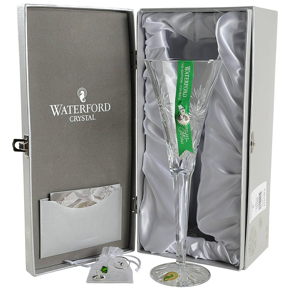 Snowflake Wishes (Boxed) Courage Fluted Champagne w/2 Charms by Waterford Crystal-1