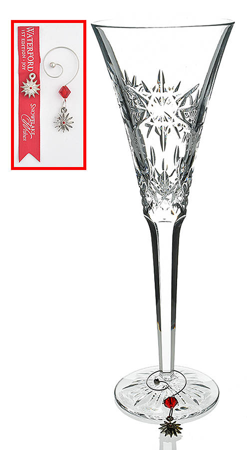 Snowflake Wishes (No Box) Joy Fluted Champagne w/2 Charms by Waterford Crystal-1
