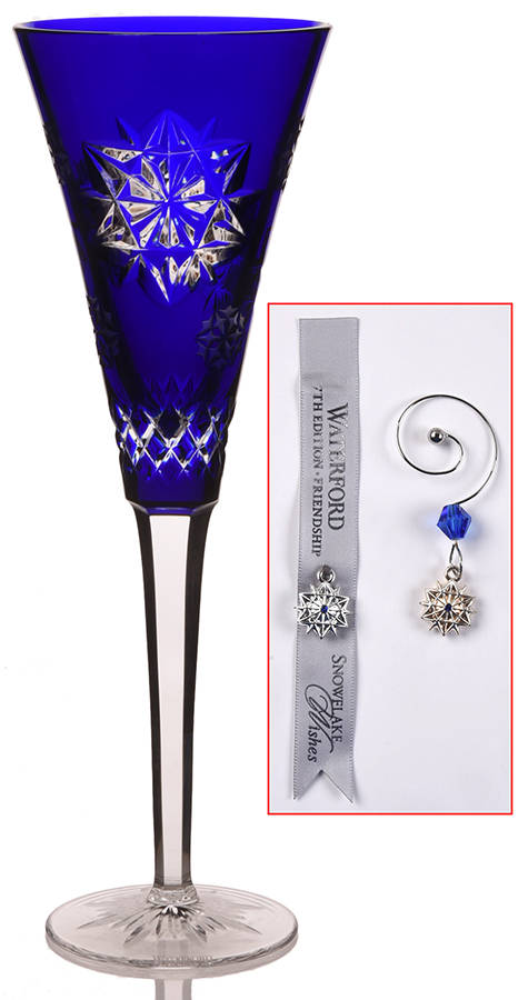 Snowflake Wishes (Boxed) Cobalt Friendship Champagne w/2 Charms by Waterford Crystal-1
