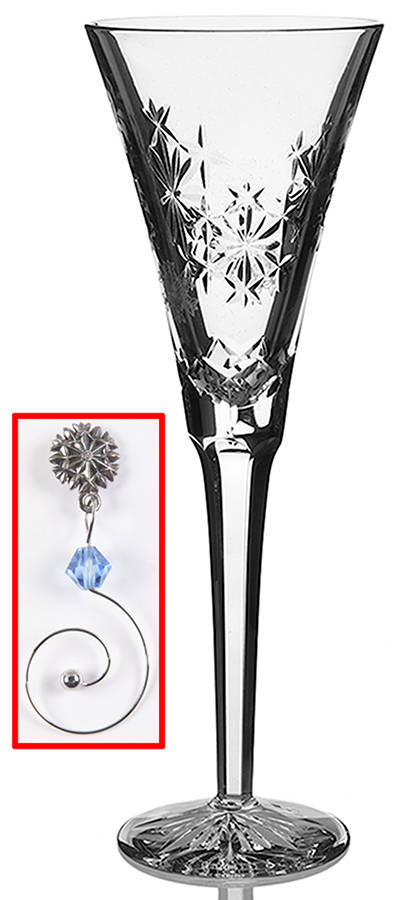 Snowflake Wishes Goodwill Fluted Champagne w/Wine Charm by Waterford Crystal-1