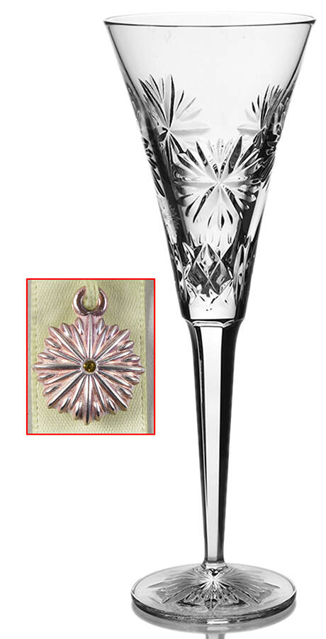 Snowflake Wishes Prosperity Fluted Champagne w/Bracelet Charm by Waterford Crystal-1