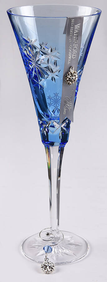 Snowflake Wishes (No Box) Lt Blue Goodwil Flt Champagne w/2 Charms by Waterford Crystal-1