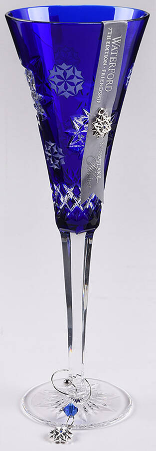 Snowflake Wishes (No Box) Cobalt Friendship Champagne w/2 Charms by Waterford Crystal-1