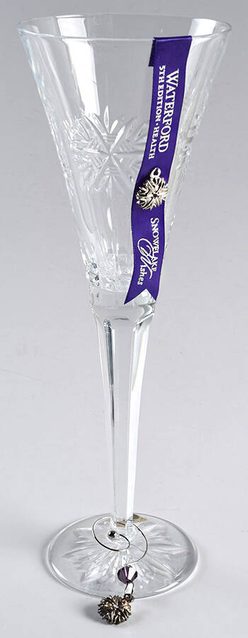 Snowflake Wishes (No Box) Health Fluted Champagne w/2 Charms by Waterford Crystal-1