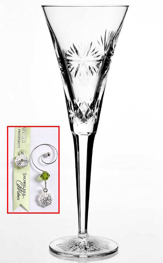 Snowflake Wishes Prosperity Fluted Champagne w/Wine Charm by Waterford Crystal-1