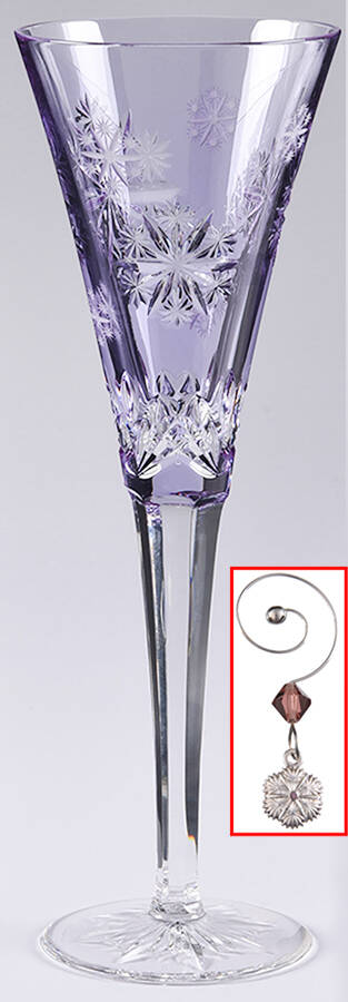 Snowflake Wishes Lavender Serenity Fluted Champagne w/Wine Charm by Waterford Crystal-1