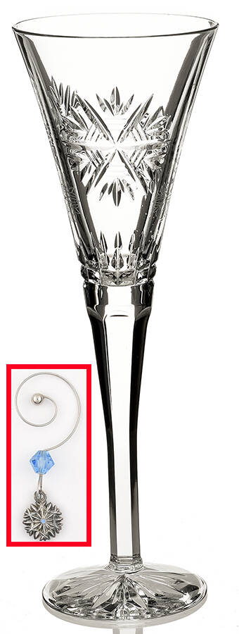 Snowflake Wishes Friendship Fluted Champagne w/Wine Charm by Waterford Crystal-1