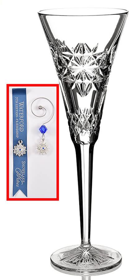 Snowflake Wishes (No Box) Friendship Fluted Champagne w/2 Charms by Waterford Crystal-1