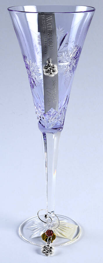 Snowflake Wishes (No Box) Lavender Serenity Champagne w/2 Charms by Waterford Crystal-1
