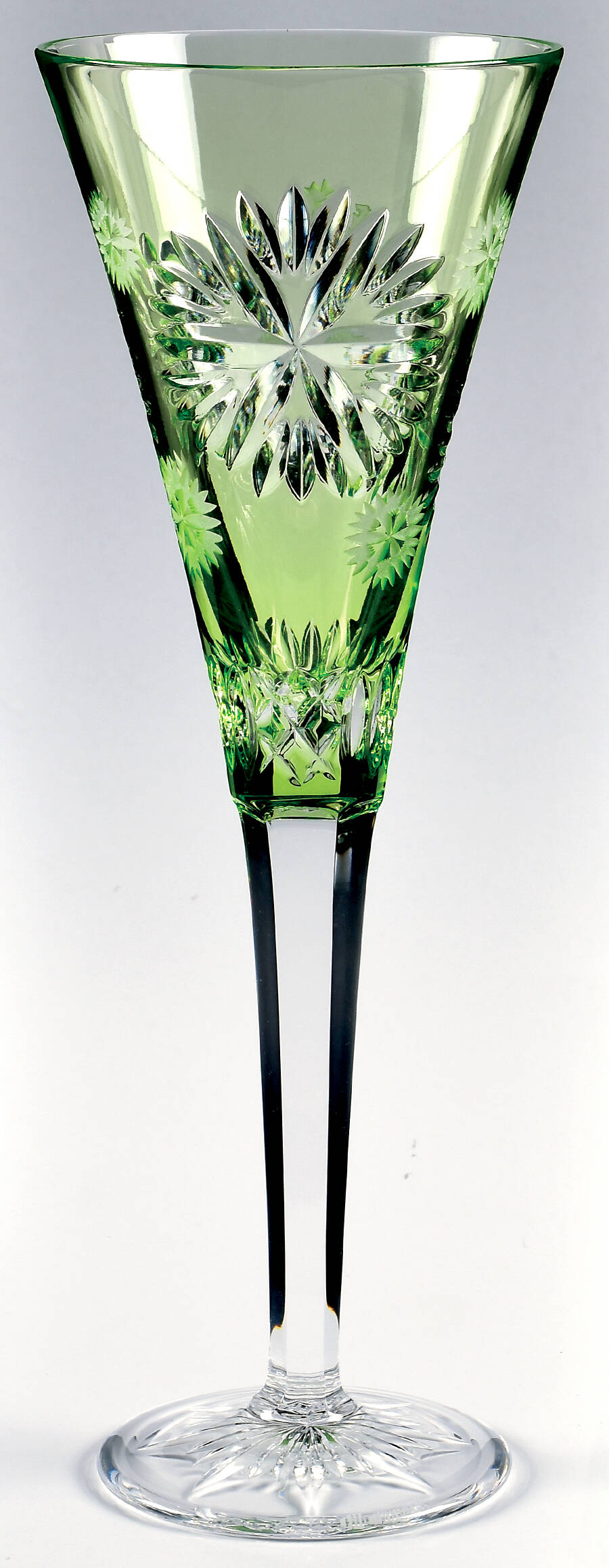 Snowflake Wishes Lime Green Prosperity Fluted Champagne No Charm by Waterford Crystal-1