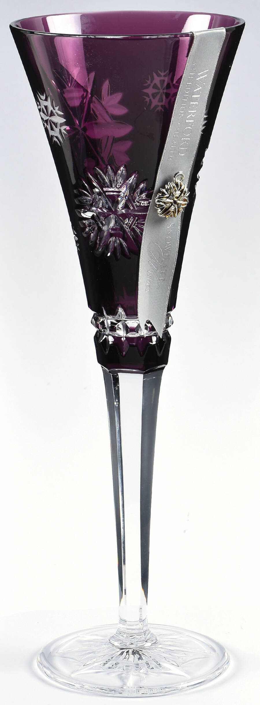 Snowflake Wishes Amethyst Health Fluted Champagne w/Wine Charm by Waterford Crystal-1