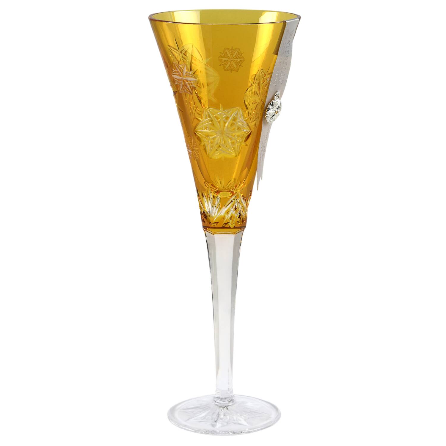 Snowflake Wishes Amber Peace Fluted Champagne w/Wine Charm by Waterford Crystal-1