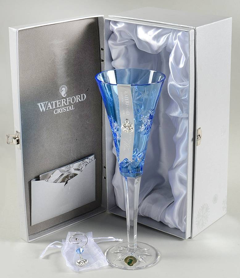 Snowflake Wishes (Boxed) Lt Blue Goodwill Fltd Champagne w/2 Charms by Waterford Crystal-1
