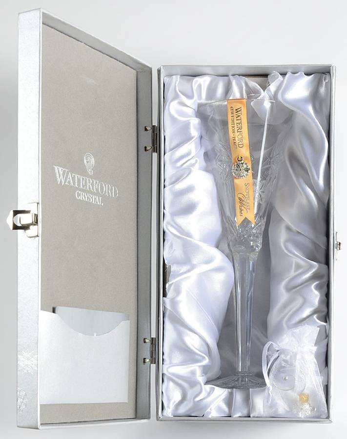 Snowflake Wishes (Boxed) Peace Fluted Champagne w/2 Charms by Waterford Crystal-1