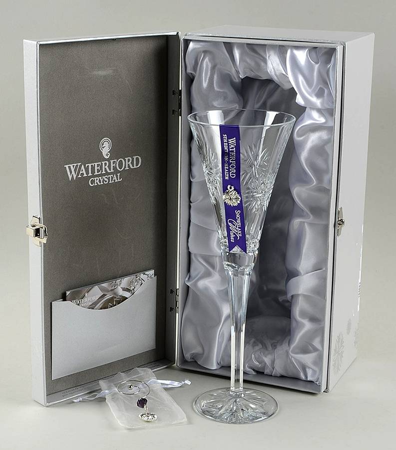 Snowflake Wishes (Boxed) Health Fluted Champagne w/2 Charms by Waterford Crystal-1