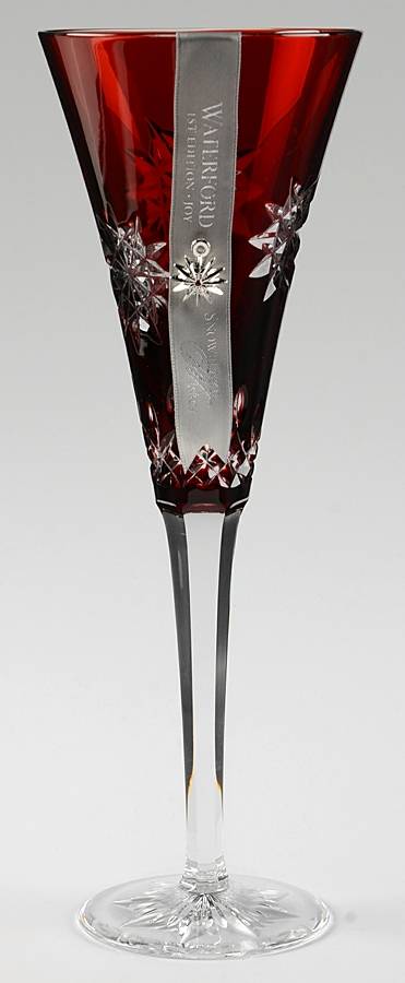 Snowflake Wishes Ruby Joy Fluted Champagne with Bracelet Charm by Waterford Crystal-1
