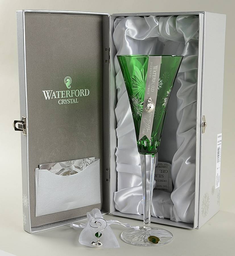 Snowflake Wishes (Boxed) Emerald Courage Flt Champagne w/2 Charms by Waterford Crystal-1