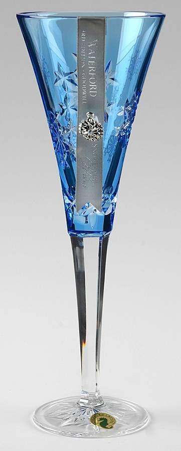 Snowflake Wishes Lt Blue Goodwill Fluted Champagne w/Bracelet Charm by Waterford Crystal-1