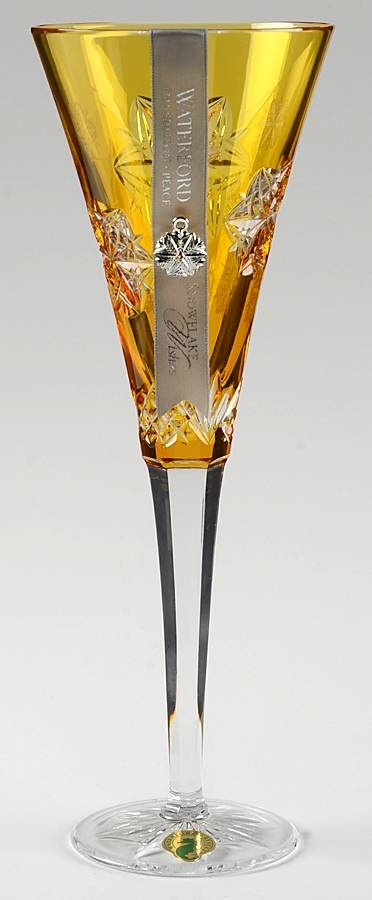 Snowflake Wishes Amber Peace Fluted Champagne w/Bracelet Charm by Waterford Crystal-1