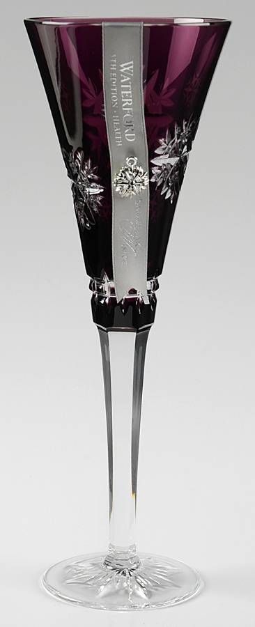 Snowflake Wishes Amethyst Health Fluted Champagne w/Bracelet Charm by Waterford Crystal-1