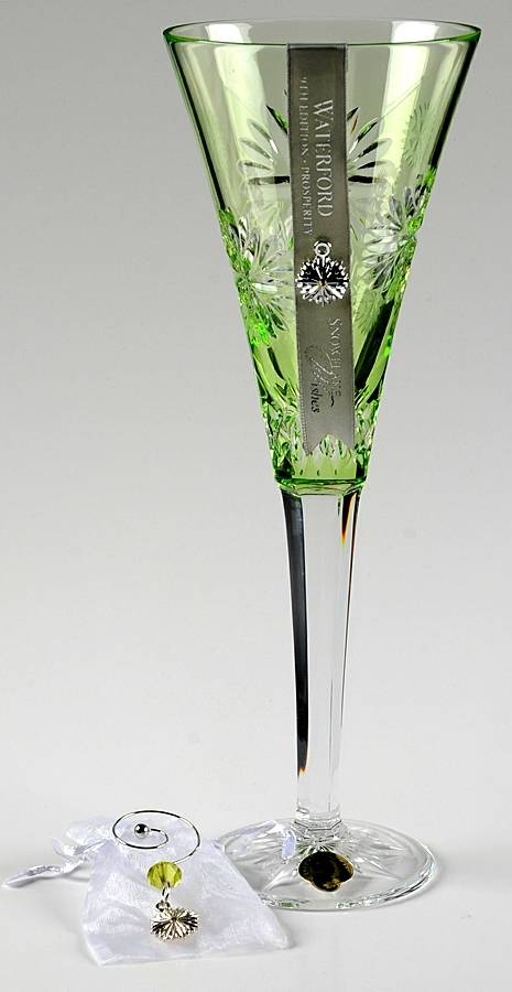 Snowflake Wishes (No Box)Lime Green Prosperity Champagne w/2 Charms by Waterford Crystal-1