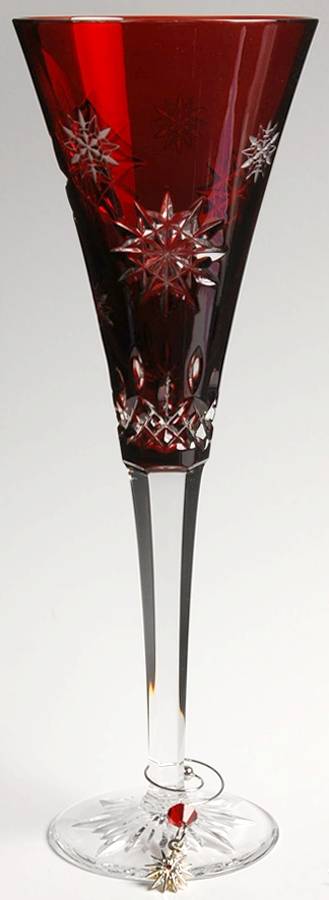 Snowflake Wishes Ruby Joy Fluted Champagne with Wine Charm by Waterford Crystal-1
