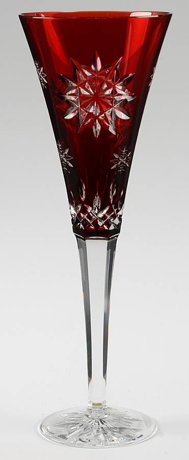 Snowflake Wishes Ruby Joy Fluted Champagne No Charm by Waterford Crystal-1