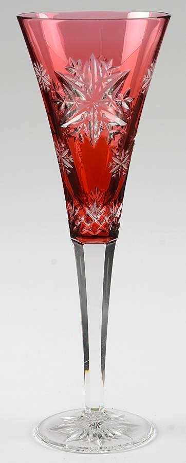 Snowflake Wishes Cranberry Love Fluted Champagne No Charm by Waterford Crystal-1