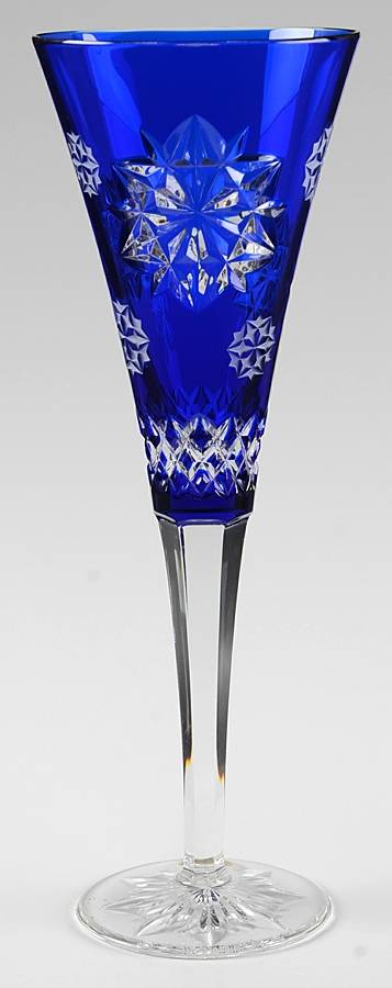 Snowflake Wishes Cobalt Friendship Fluted Champagne No Charm by Waterford Crystal-1