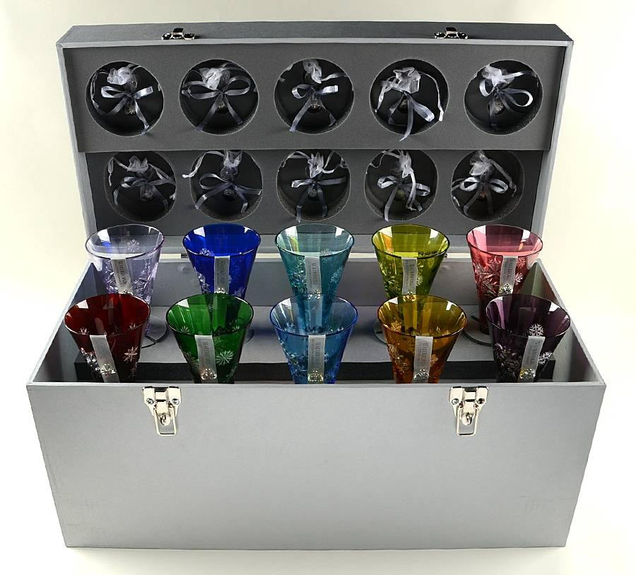 Snowflake Wishes (10 Piece) Colored Flutes with Charms & Wood Case by Waterford Crystal-1