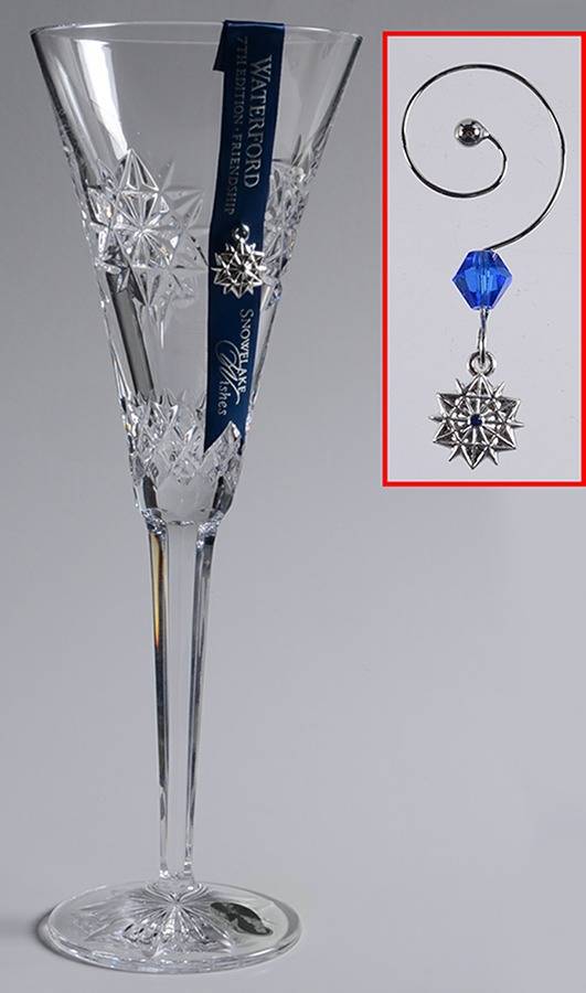 Snowflake Wishes (Boxed) Friendship Fluted Champagne w/2 Charms by Waterford Crystal-1