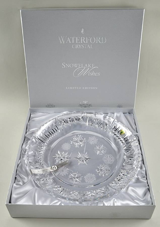 Snowflake Wishes (Boxed) 13" Round Platter w/Charm by Waterford Crystal-1