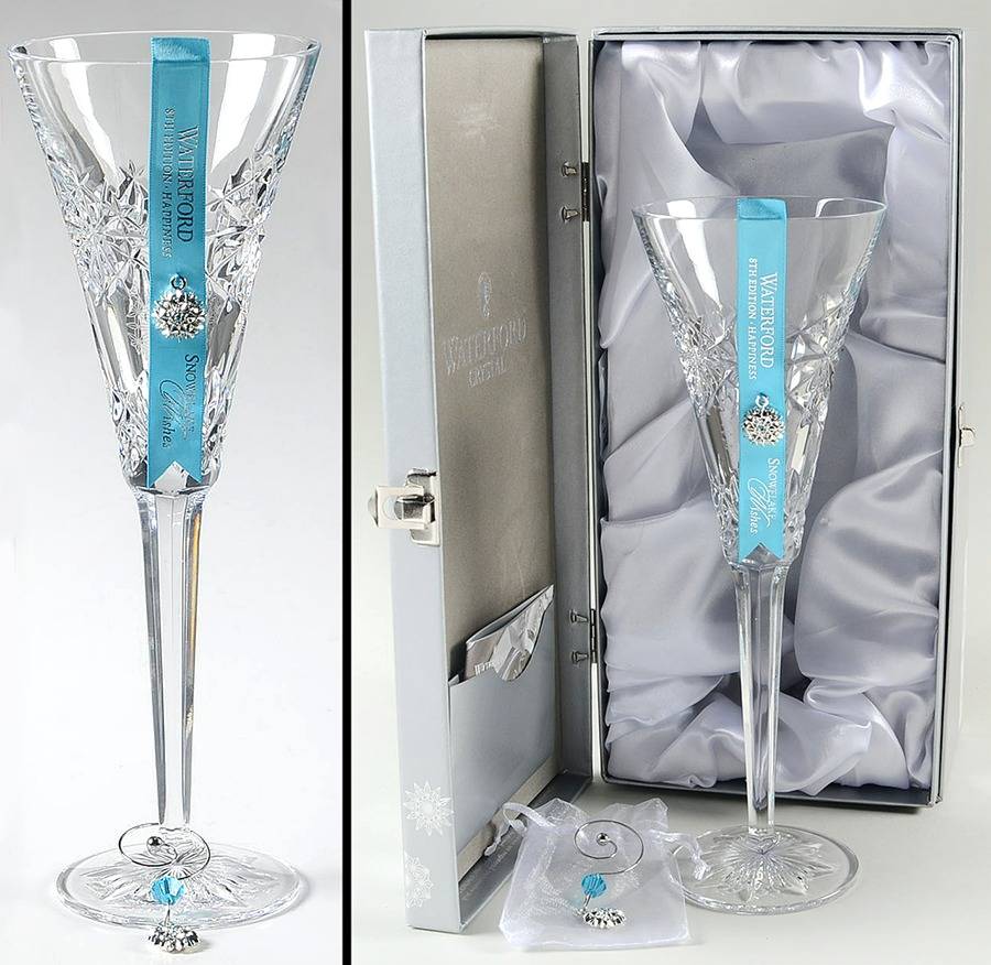 Snowflake Wishes (Boxed) Happiness Fluted Champagne w/2 Charms by Waterford Crystal-1