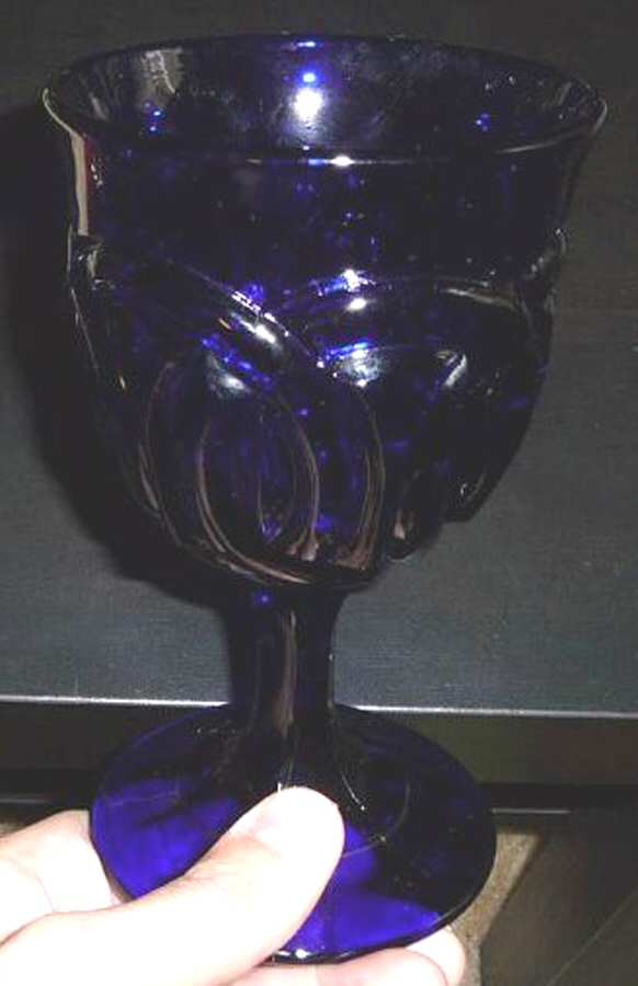 Double Ring Cobalt Blue Water Goblet by L G Wright Glass-1