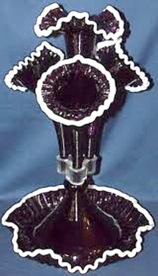 Amethyst Snow Crest (6 Piece) 4 Horn Threaded Optic Epergne by L G Wright Glass-1