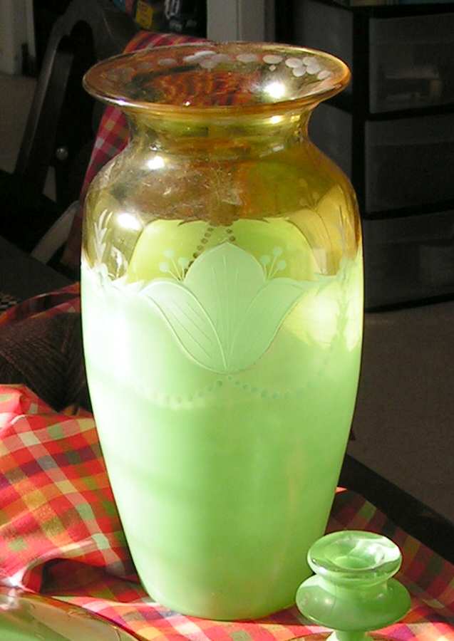Festoon Green 11" Flower Vase by Westmoreland-1