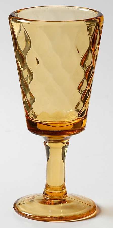 Diamond Quilted Amber Wine Glass by L G Wright Glass-1