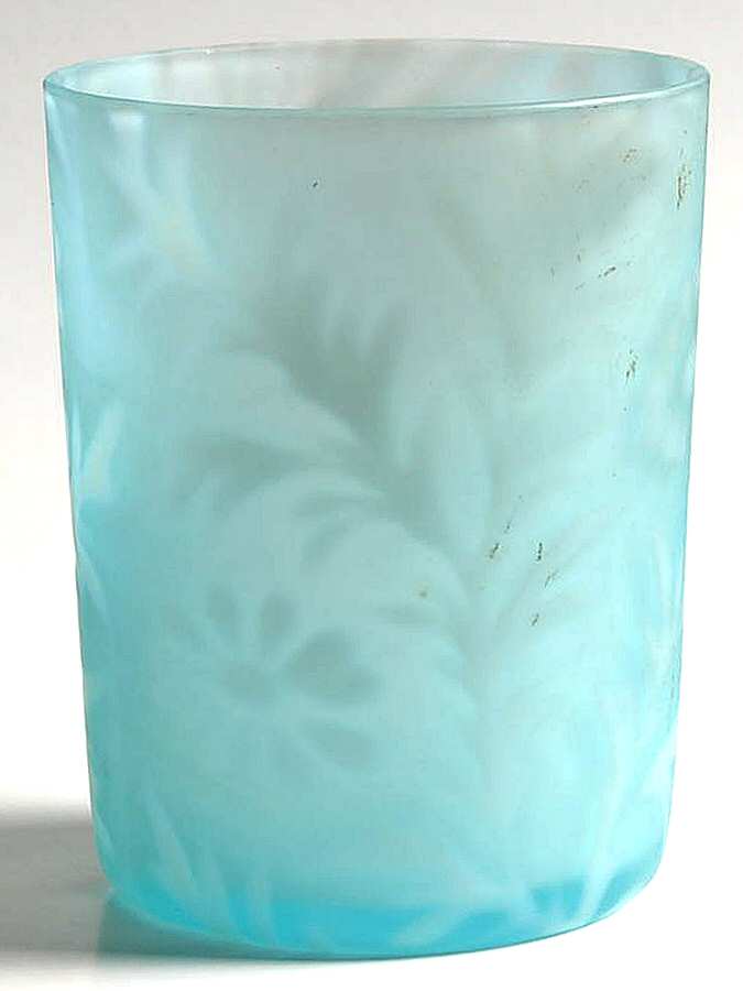 Daisy and Fern Blue Satin 8 Oz Flat Tumbler by L G Wright Glass-1