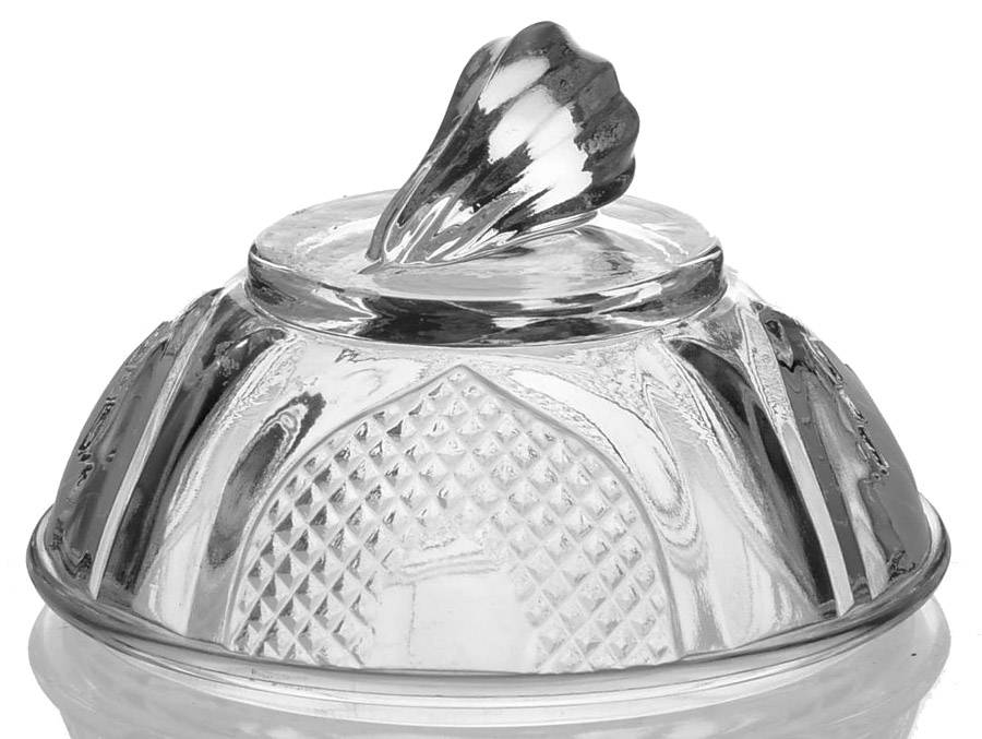 Magnet and Grape Clear Lid for Footed Candy Dish by L G Wright Glass-1
