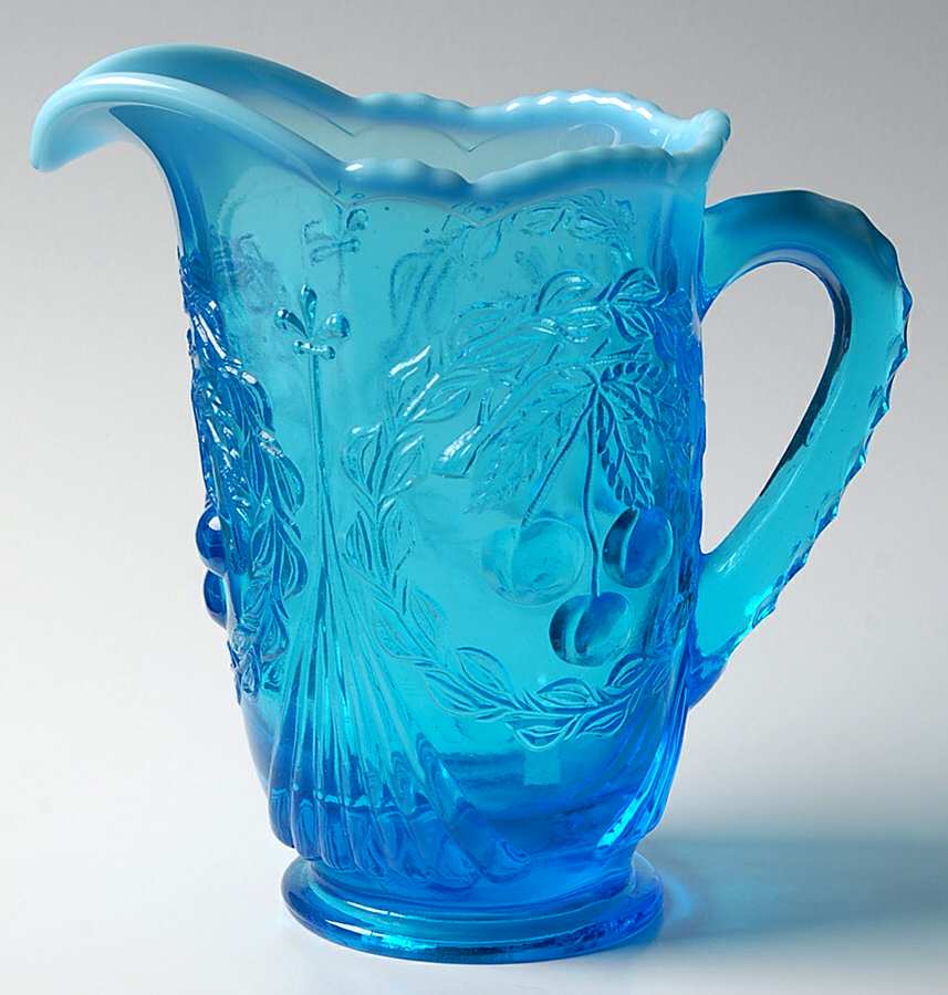 Three Cherry Blue Opalescent 32 Oz Pitcher by L G Wright Glass-1